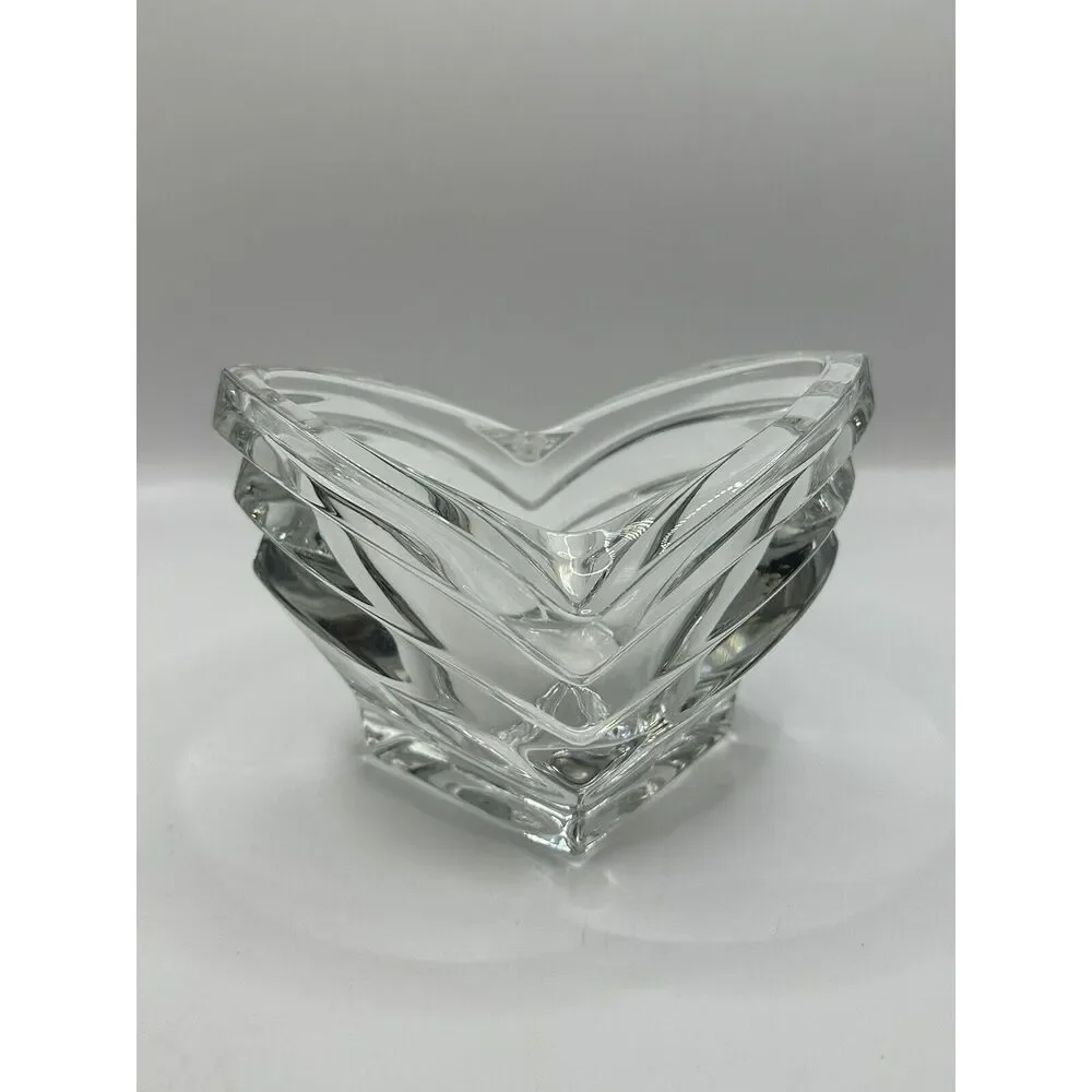 Vintage Mikasa Art Glass Lead Crystal Nut Candy Bowl Tea Light Made in Germany